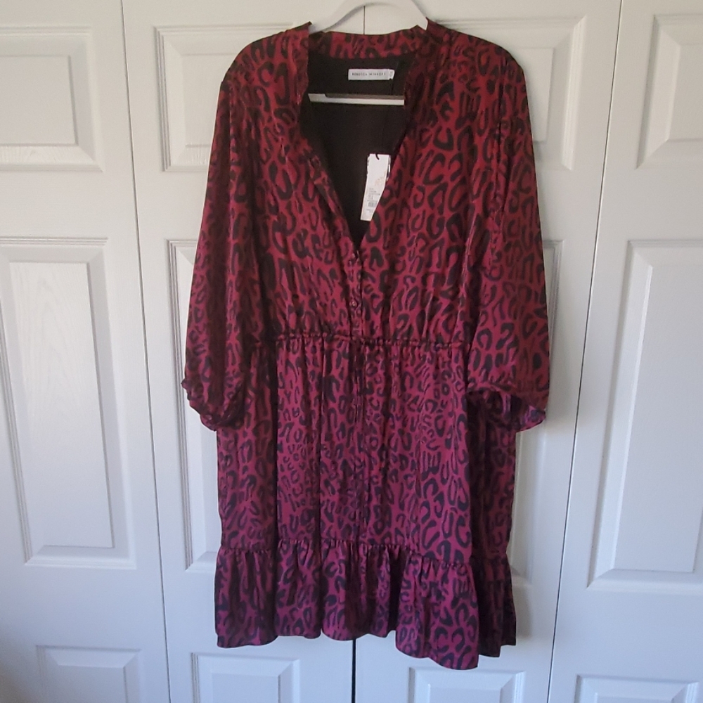 Rebecca Minkoff  Burgundy Leopard Print Dress